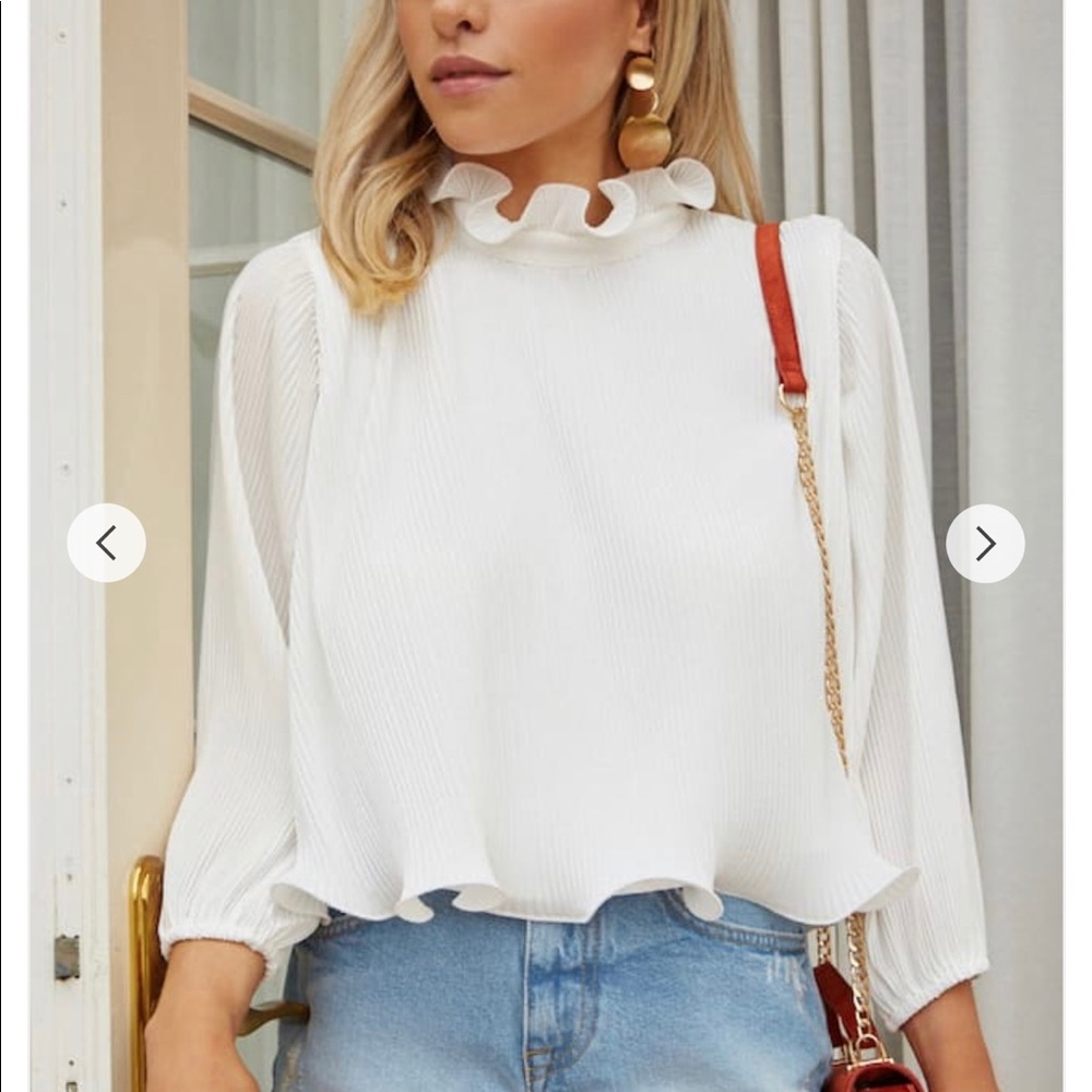 Accordion Pleated Mock Neck Top